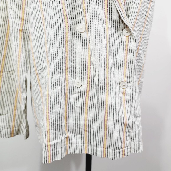 Wild Fable Ivory Double-Breasted Vertical Striped Linen Short Suit Plus Size XXL - Picture 9 of 16